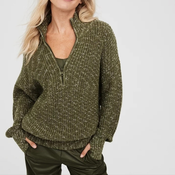 aerie Sweaters - OFFLINE by Aerie Chillside 1/4 Zip Sweater Oversized Chunky 100% Cotton Size M